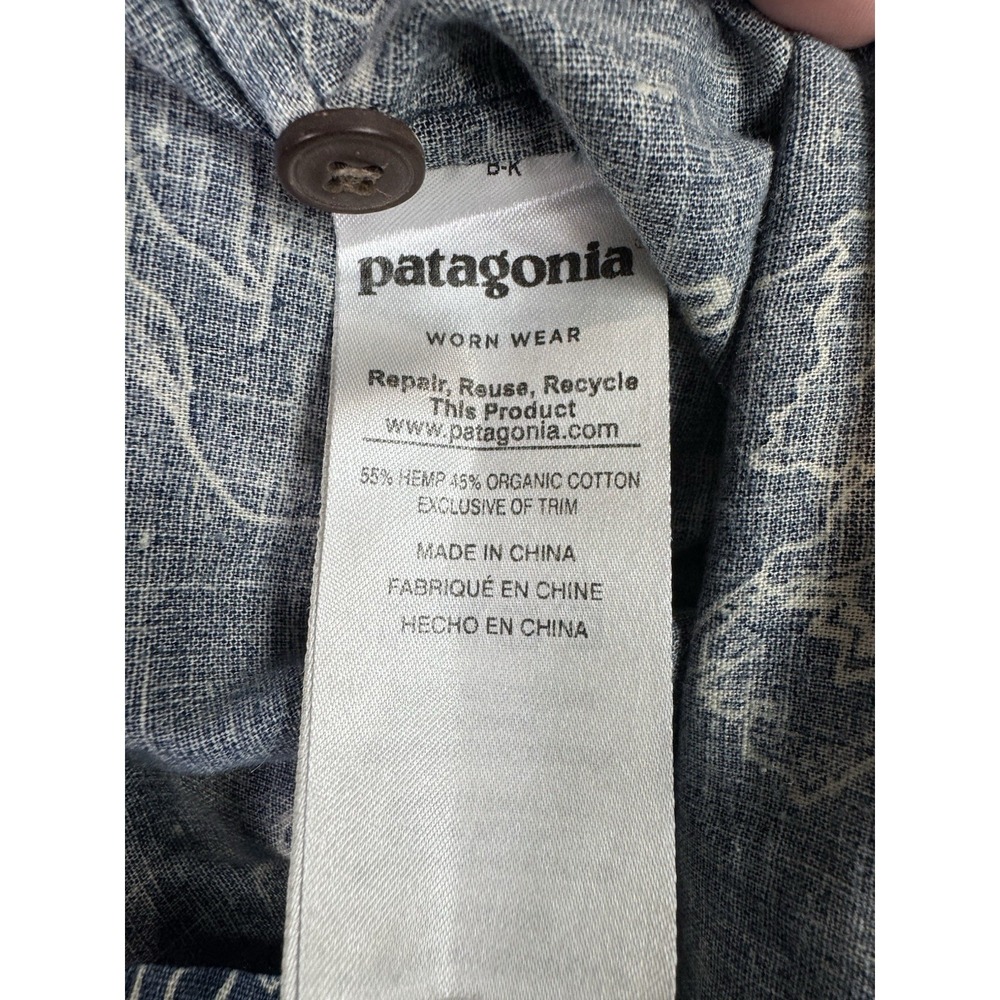 Patagonia Shirt Mens XXL Blue Back Step Camp Hiking Hemp Organic Cotton Outdoor - Picture 5 of 9